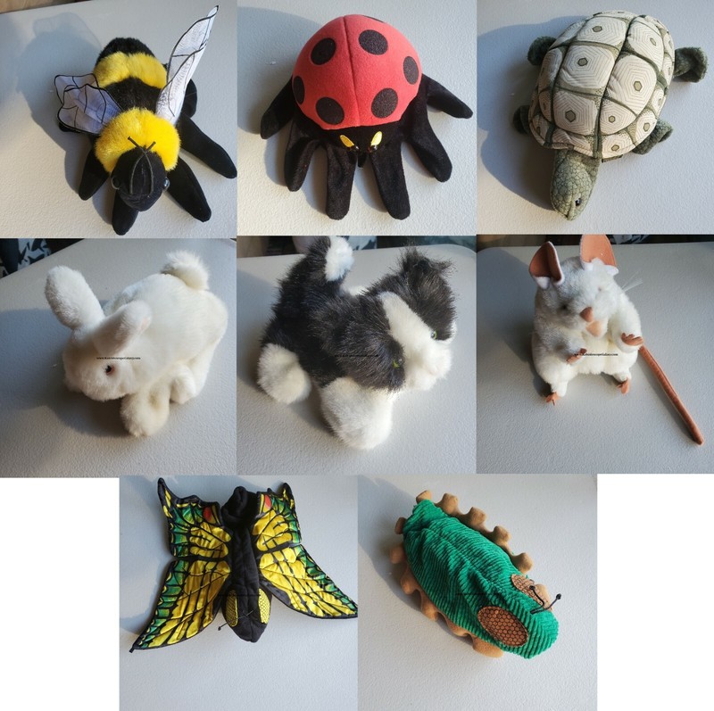 7 Folkmanis Hand Puppets Lady Bug Bumble Bee Mouse Turtle Kitten Butterfly Bunny