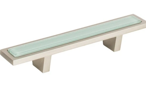 Atlas Homewares : Spa Cabinet Pull : 3" (76mm) Centers : Green Glass, Nickel - Picture 1 of 2