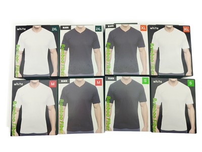 Mens Short-sleeved V-neck Bamboo Fiber T-shirt | eBay