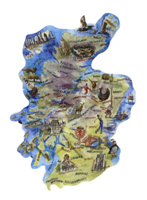 Schlüsselbrett Scottish Map - Karte von Schottland - Scottish Gift Scottish Gifts SCOT4-KRS