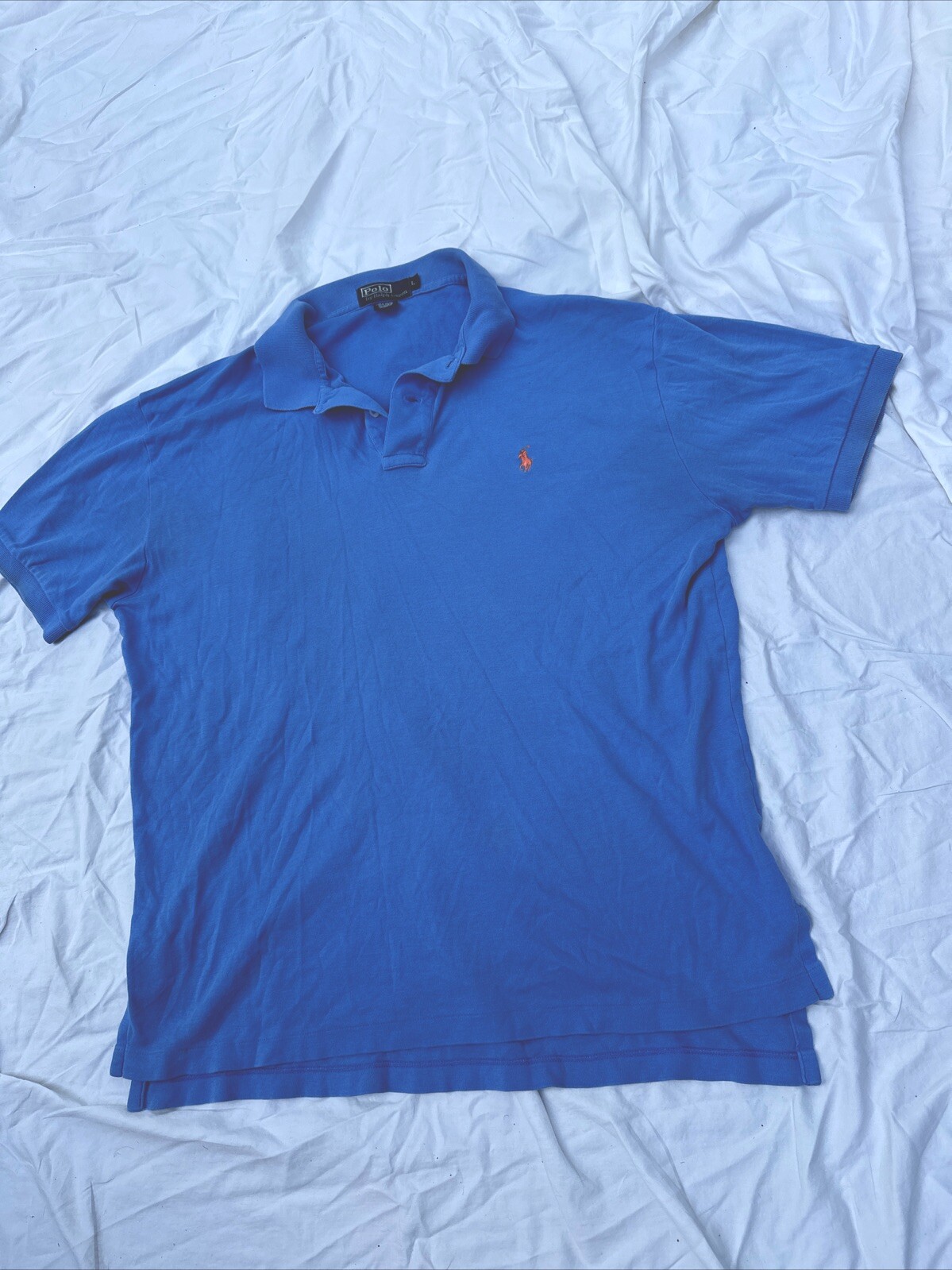 Polo Ralph Lauren Camicia Uomo Taglia Large Blu Chiaro Pony Logo Manica Corta LEGGI