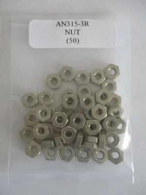AERONAUTICAL STANDARDS AN315-3R Hex Nut 10-32 Steel Plated - Lot of 50