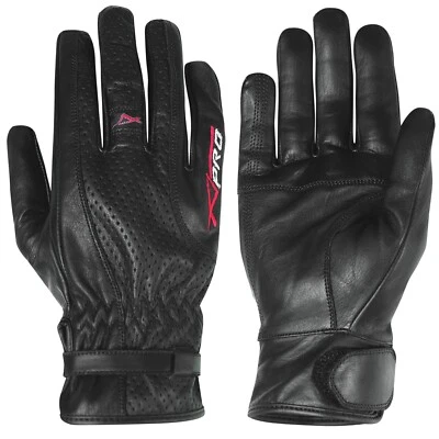 Guantes Piel perforado Moto Scooter Touring Custom transpirable - Imagen 1 de 2