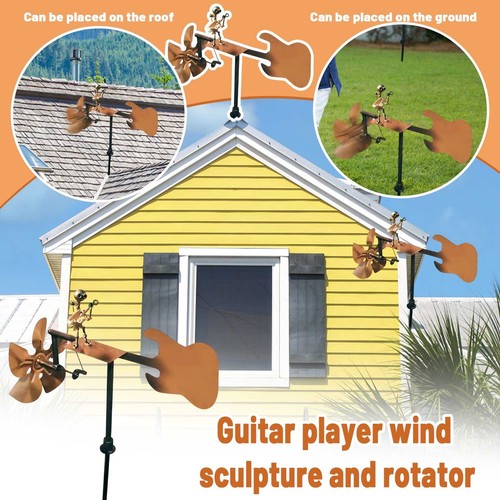 Drummer Windmill Garden Decor Handmade Metal Percussionist Music Guitar Windmill - Picture 16 of 21