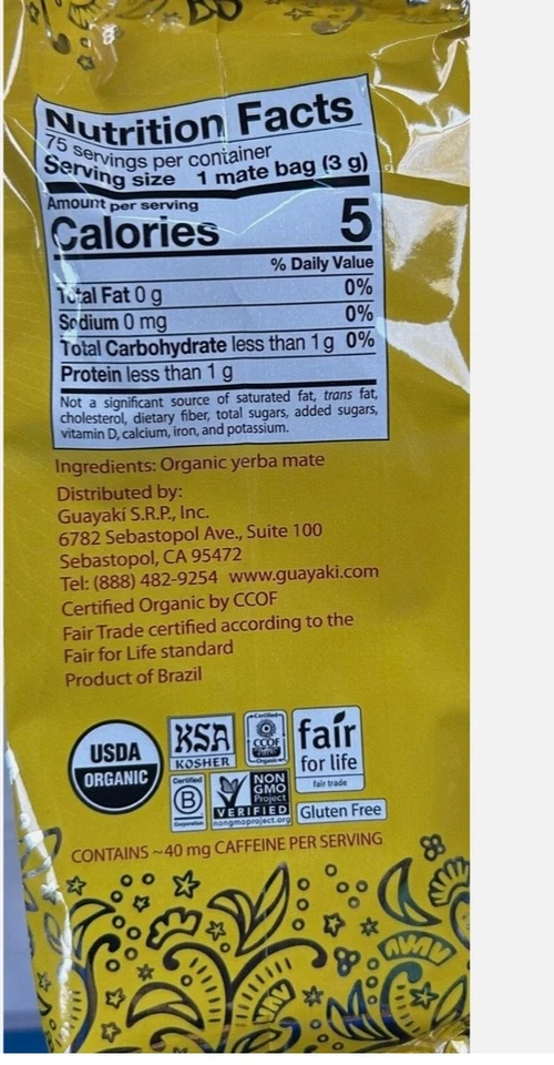 Guayaki Yerba Mate, Orgánico Tradicional Único Porción, 7.9 Onzas (75 Bolsas de Té... Foto 3 de 4
