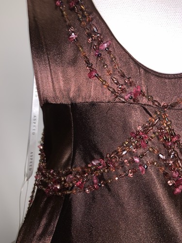 Vintage Y2K Aspeed Asymmetrical Coquette Fairy Brown Gown Dress Prom Large - Picture 8 of 17