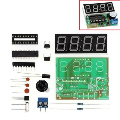 DIY Soldering Practice AT89C2051 Four Digit Digital Clock Construction Kit