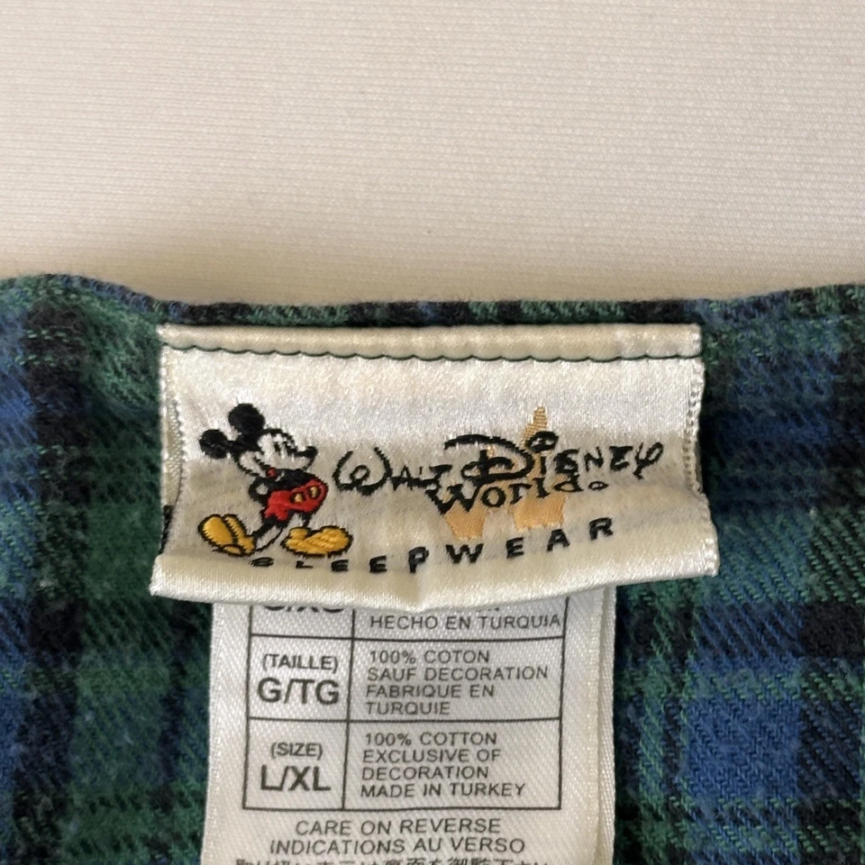 Vintage Disney Sleepwear Shirt Mens Large XL Blue Green Plaid Tigger Pooh 90s - Image 4 of 4