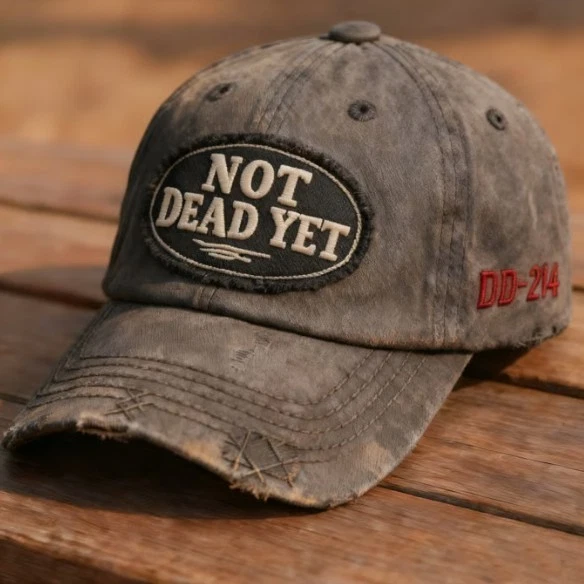 Cotton Distressed Embroidered Cap -NOT DEAD YET&DD-214 Veteran's Baseball Hat OY