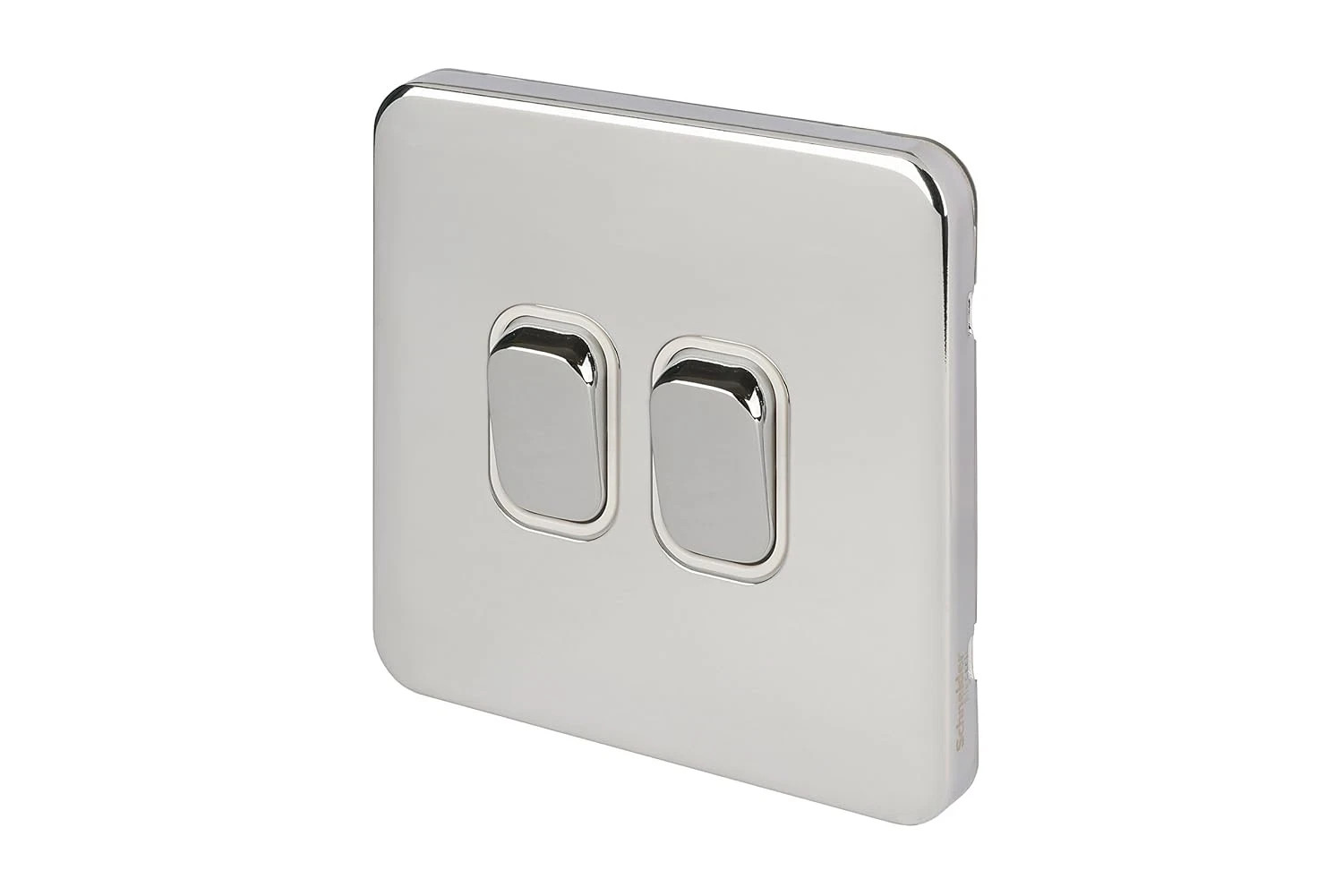 Schneider Lisse 2 Gang Light Switch 2 Way Polished Chrome Screwless GGBL1022WPC