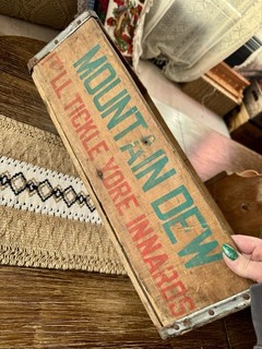 Mountain Dew 'It'll Tickle Yore Innards' Vintage Wooden Crate