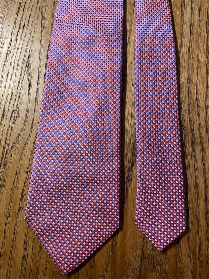 RECENT euc Charles Tyrwhitt Thick Woven Silk Tie Geometric Made In England UK - Image 4 of 4