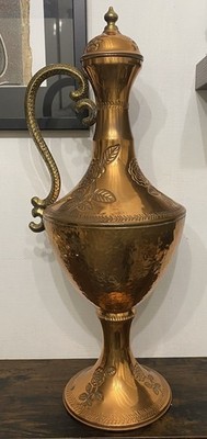 Vintage Kupfer und Messing Krug mit Deckel Made by Tapiol in Portugal. 55 cm hoch