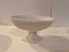 Westmoreland Vintage Milk Glass Oval Footed Fruit Bowl English Hobnail