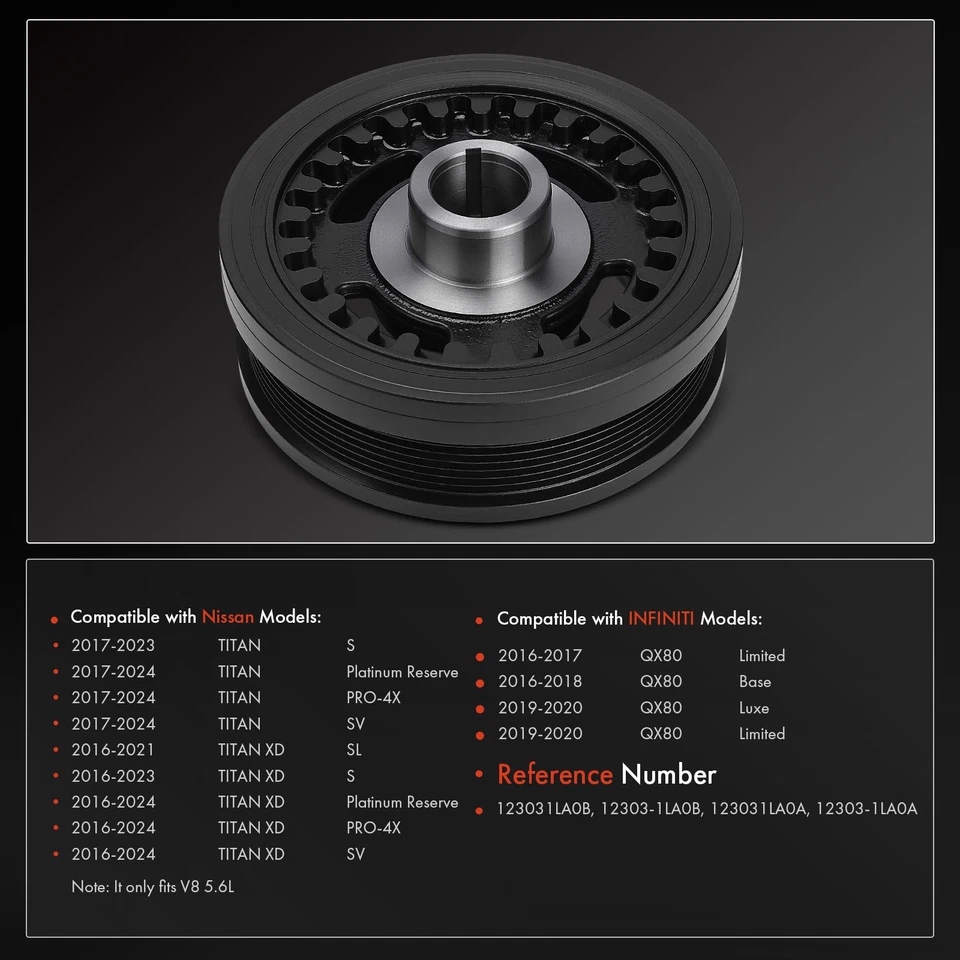 Crankshaft Pulley for INFINITI QX80 Nissan TITAN XD Armada NV2500 NV3500 V8 5.6L - Image 3 of 4