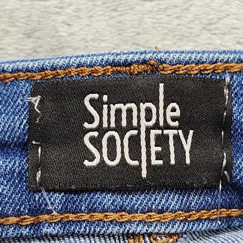 Simple Society Jeans Womens 9/29 Blue High Rise Flare Leg Split Hem Distressed - Picture 6 of 14