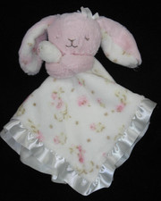 Little Me Floral Bunny Security Blanket Baby Lovey Pink White No labels