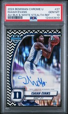 Isaiah Evans 2024 Bowman Chrome University #27 Au BLK & White Stealth Ref PSA 10