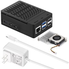 Black GaN 27W PD Case Kit for Raspberry Pi 5 RUX Cooler 5.1V 5A Power Supply