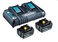 Makita Power Source Kit Li 18V 5Ah 199482-2 LadegeräT DC18RD + 2X Akku BL1850D