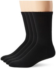 Medipeds Unisex-adult's Xs Memory Cushion Crew Socks, 4-Pack, Black, S