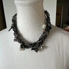 Beaded Multi Layer Bib Statement Charm Necklace Choker Cross Star Wire Chain