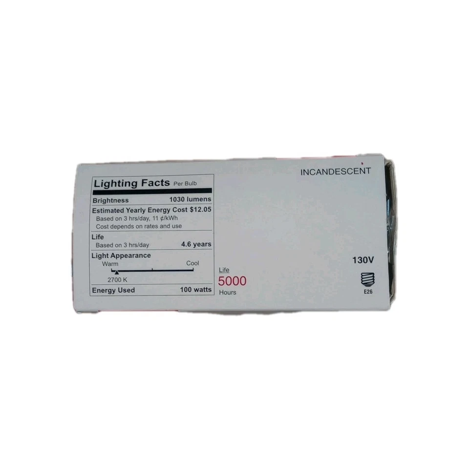 100 Watt Clear Rough Service Bulbs - 4 Pack Coated Shatter Resistant Ceiling Fan - Image 4 of 4