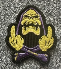 SKELETOR F YOU 2x3 Embroidered Morale Patch Hook Backing Brand New