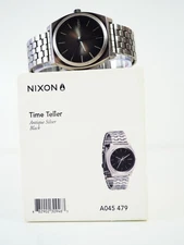 Nixon Time Teller Watch Antique Silver / Black / expandable metal strap bracelet