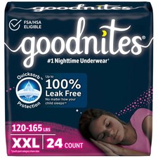Goodnites Girls' Nighttime Underwear, Size XXL XX-Large, Multi-colored