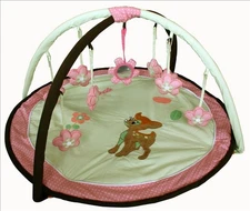 Portable Play Gym Activity Mat with Toys for Newborn Baby Toddlers -Deer Flowers