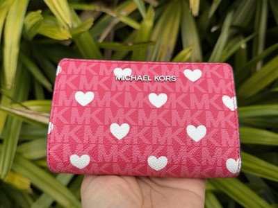 Michael Kors Jet Set TraveL MD Bifold Coin Zipper Wallet MK Pink