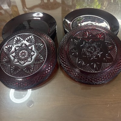 Luminarc Cristal D'Arques Durand Vintage Ruby Red Dinner Plates Set of 12 France