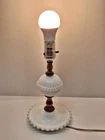 Vintage White Milk Glass Hobnail Table Lamp Working No Shade