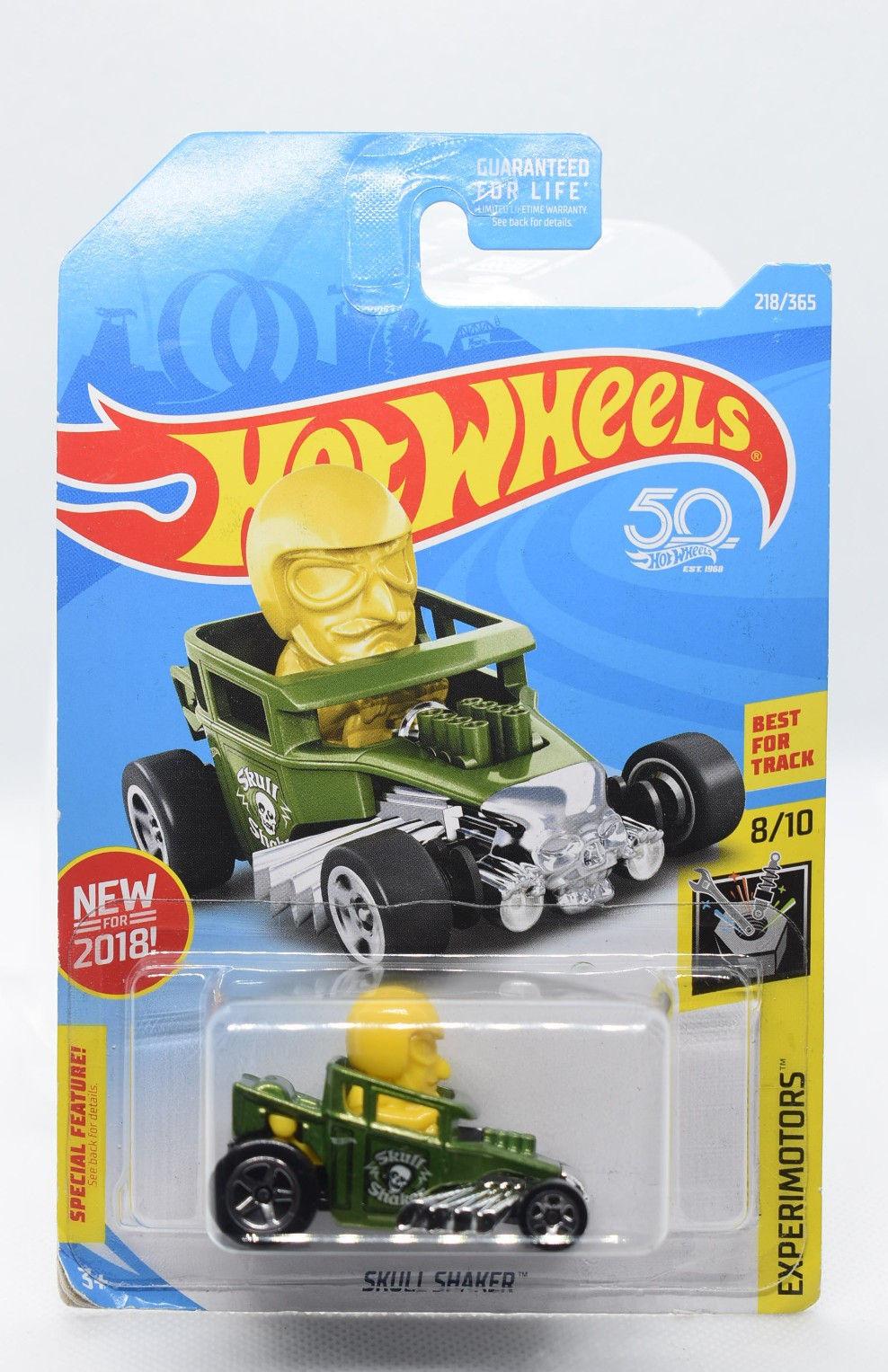 Hot Wheels Experimotors 2018 Green Skull Shaker 1/64 Diecast