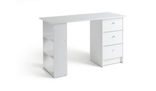 Malibu 3 Drawer Office Desk White Home Office Furniture Workspace