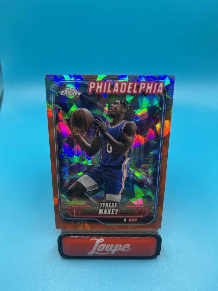Tyrese Maxey 2024-25 Topps Chrome Sapphire Orange Refractor 21/25