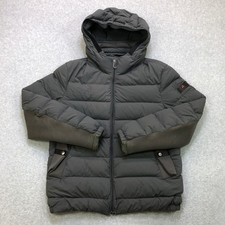 Peuterey Down Puffer Jacket Men's Large Grey Quilted Snap Pocket Hooded Thermal
