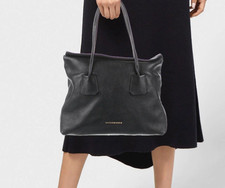 Burberry London Grainy Leather Medium Baynard Tote Bag black pebbled  flaw 