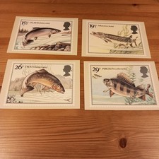 x4 PHQ 87(e) 65(c) 1/83 British River Fishes 1983 Postcard Set Pristine, unused