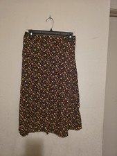 Old Navy Black Multicolor Floral A-Line Midi Skirt M Women