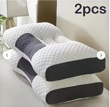 2 PCS Ergonomic Neck Pillow Massage Adjustable Soft Sleeping Pillow NIB