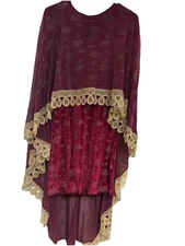 Maroon Velvet/ Net Western Style