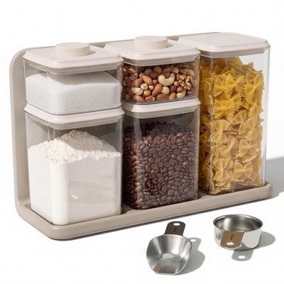 8-Pcs Airtight Food Storage Containers Set with Countertop Organizer,-Press T...