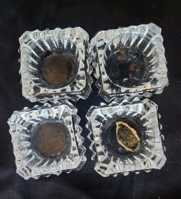 Cambridge Clear Cut Glass Open Salt Dip, Cellar, Dish Set Of Seven (7) Vintage