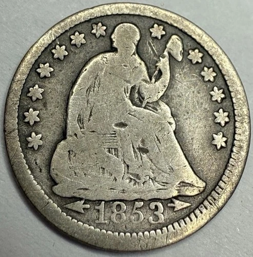 1853 Arrows Seated Liberty Half Dime Exact Coin Imaged #SL297
