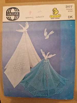 Copy Sirdar Strick-/Häkelanleitung, Babytücher, DK, 3177, 70er Jahre
