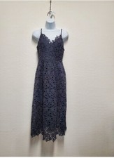 ASTR The Label Lace Sleeveless V Neck Midi Cocktail Dress Size Medium Gray