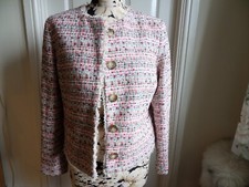 Helene Berman For Crew Clothing Pink Tweed Boucle Jacket Size 14 Bnwt Rrp £159