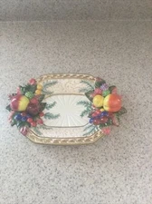 FITZ FLOYD Venezia  Embossed Mint Tray Small Platter Oval Fruit Nut Dish Serving